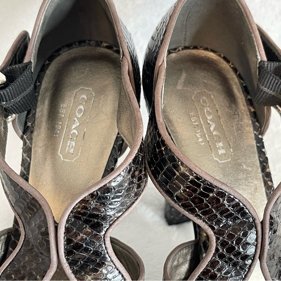 Coach Ivanah snakeskin print open toe heels shoes - Picture 7 of 11